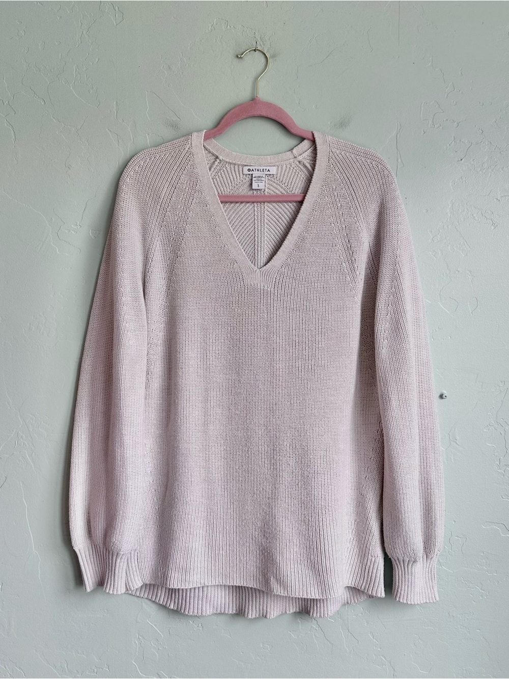 Athleta Merino Wool Blend Pullover Sweater V-Neck Knit Sweater Oversized Large